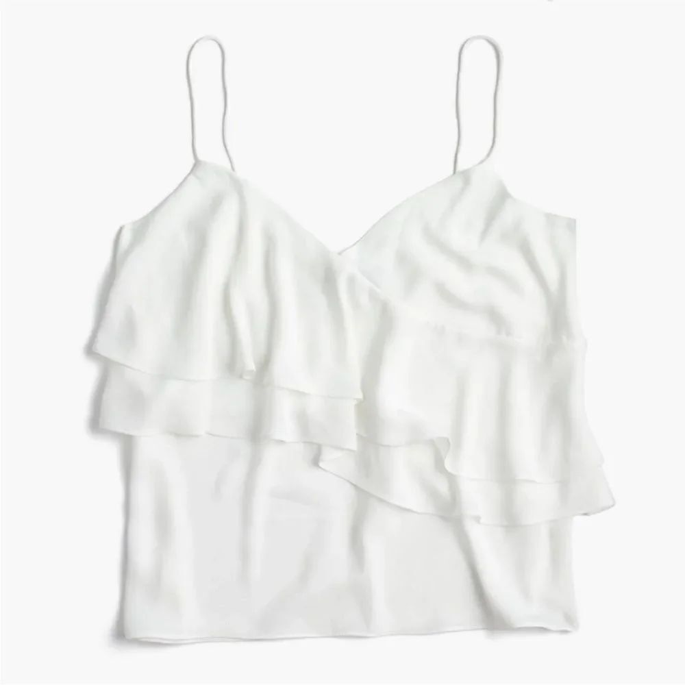 J. Crew drapey ruffle cami top blouse. Ivory, Size 2.